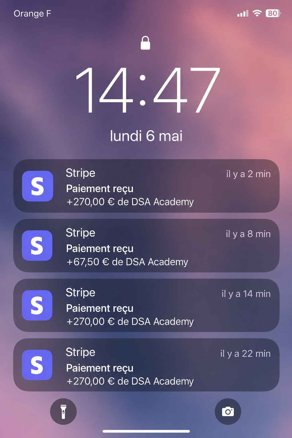 Notifications de paiements Stripe DSA Academy